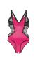 Preview: Dessous Body Coquette hot pink transparent schwarze Spitze