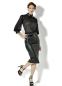 Preview: Catanzaro Halbarm Bluse Evocharme mit Kunstleder zu Bleistift Midirock *
