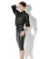 Preview: Transparent schwarze Halbarm Bluse Evocharme mit Kunstleder zu Midirock *