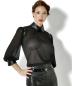 Preview: Transparent schwarze Netz Bluse Evocharme mit Kunstlederdetails von Patrice Catanzaro *