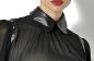 Preview: Transparent schwarze Halbarm Bluse Evocharme mit Kunstleder und Nietenverzierung *