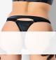 Preview: Cutout Tanga Luxure mit Verschluss vorn, aus schwarzem Kunstleder