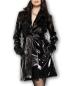 Preview: Catanzaro Damen Mantel Lack Schwarz mit breitem Bindegürtel Preview: Catanzaro Damen Mantel Lack Schwarz mit breitem Bindegürtel