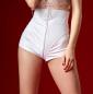 Mobile Preview: Hochgeschnittene stark taillierte Stretchlack Damenshorts Weiß