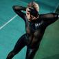 Preview: Catsuit Schwarz Wetlook Netz Strass Patrice Catanzaro