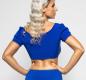 Mobile Preview: Blaues kurzärmeliges Sommer Damentop bauchfrei von Catanzaro