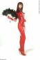 Preview: Latexkleid 1/4Arm Schlüsselloch Schnür-Dekolletè rot