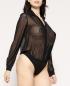 Preview: Catanzaro Damen Blusenbody Frida transparent schwarz und langärmelig Preview: Catanzaro Damen Blusenbody Frida transparent schwarz und langärmelig