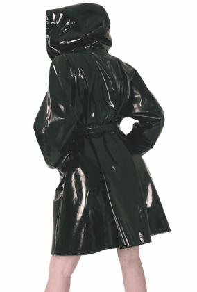 Lack Mantel mit Kapuze in schwarz oder rot von Ledapol