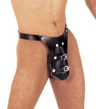 Preview: Hartleder Herrenstring ouvert mit Verdeck