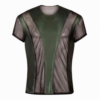 Schwarz-grünes Herren Shirt Netz transparent Wetlook khaki