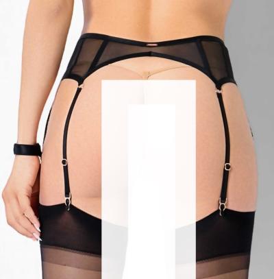 Strapshalter Paresse Netz schwarz mit 6 Strapsen und Vorderverschluss *