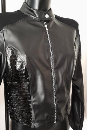 Kunstleder Stretchjacke Variante 2 mit Krokolack schwarz nur 1 Stück in L