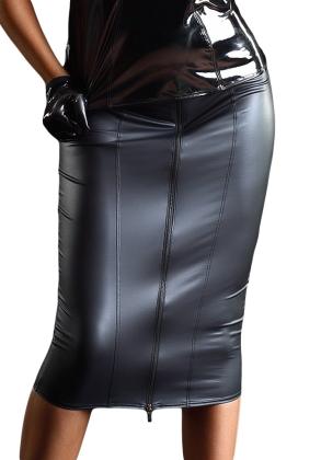 Figurbetonter Midirock Wetlook Schwarz matt Patrice Catanzaro