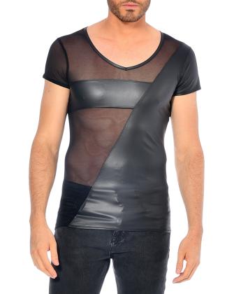 Catanzaro Herren Shirt Netz transparent Wetlook matt schwarz