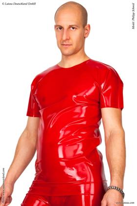 Langes Latexshirt mit 1/4 Arm rot