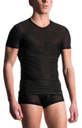 Manstore V-Shirt Netz leicht transparent schwarz oder weiß