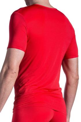 rotes T-Shirt Stretch feine Streifenoptik Olaf Benz