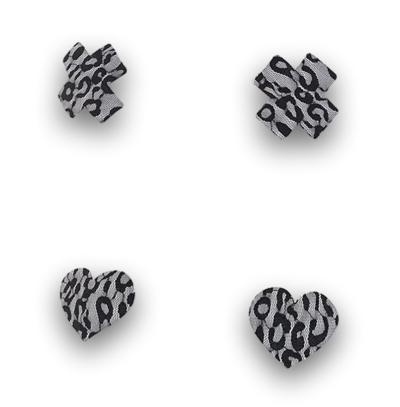 2 Paar Pflaster Pasties Leopard aus Spitze 1 Paar Herzform 1 Paar Kreuzform