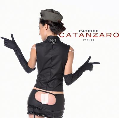 Patrice Catanzaro Damen Shirt Neopren schwarz Druckknöpfe vorn