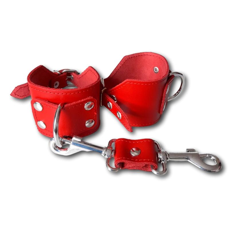 Fußmanschetten Set Leder Rot Fußmanschetten Set Leder Rot