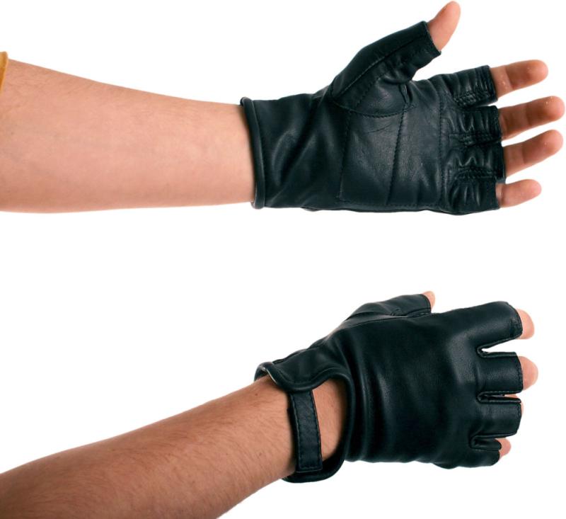 ungefütterte Nappaleder Handschuhe mit 1/2 Fingern