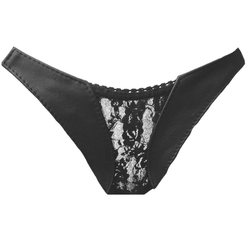Damen Stringtanga von Ledapol, Nappaleder mit Spitzeneinsatz. Damen Stringtanga von Ledapol, Nappaleder mit Spitzeneinsatz.