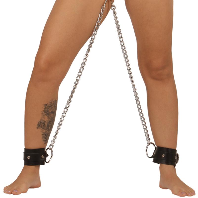 Fuß-Hand-Fesselset Leder mit Metallketten Karabinern Ledapol Fuß-Hand-Fesselset Leder mit Metallketten Karabinern Ledapol