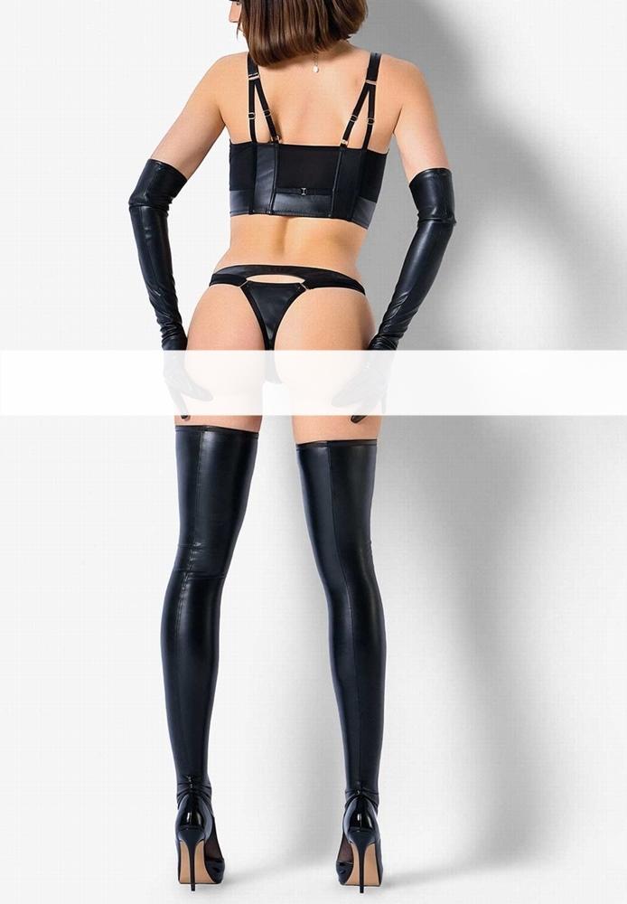 Catanzaro Cutout Damentanga Luxure aus schwarzem Kunstleder mit Vordererschluss *