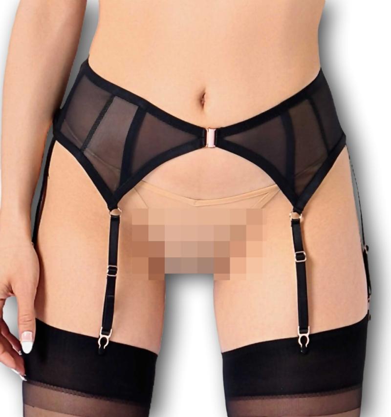 Strumpfhalter Paresse Netz schwarz mit 6 Strapsen und Vorderverschluss * Strumpfhalter Paresse Netz schwarz mit 6 Strapsen und Vorderverschluss *