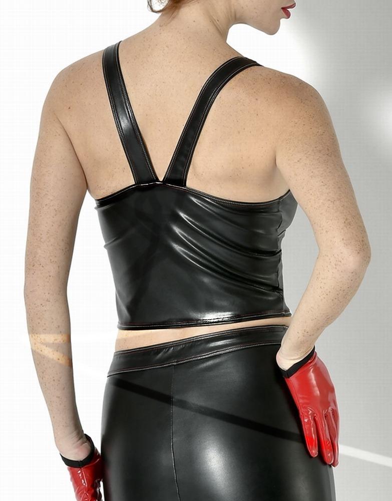 schwarzes Kunstleder Trägertop Meris von Catanzaro*