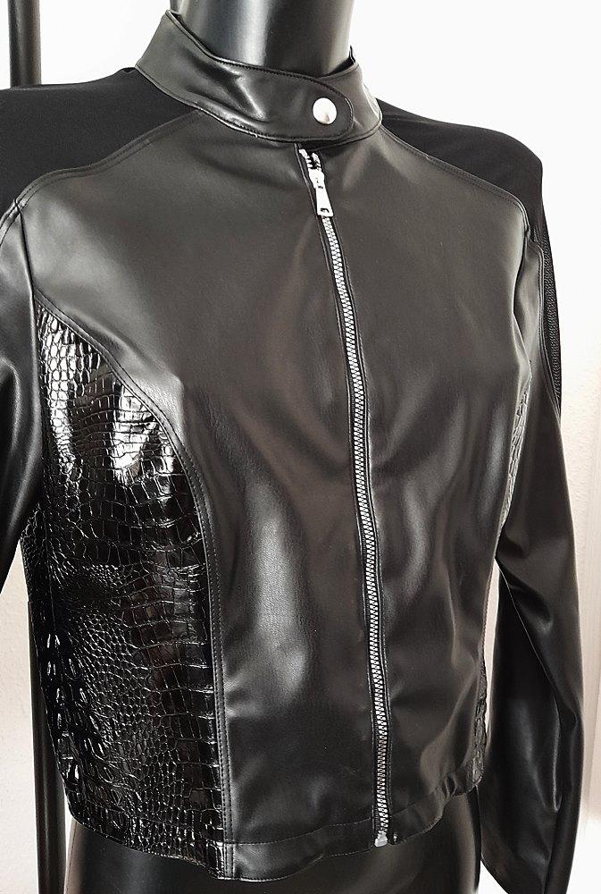 Kunstleder Stretchjacke Variante 2 mit Krokolack schwarz nur 1 Stück in L Kunstleder Stretchjacke Variante 2 mit Krokolack schwarz nur 1 Stück in L