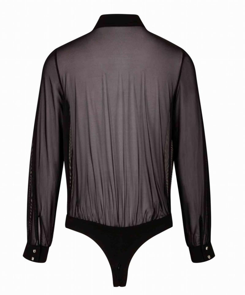 Damen Blusenbody Langarm transparent schwarz Patrice Catanzaro