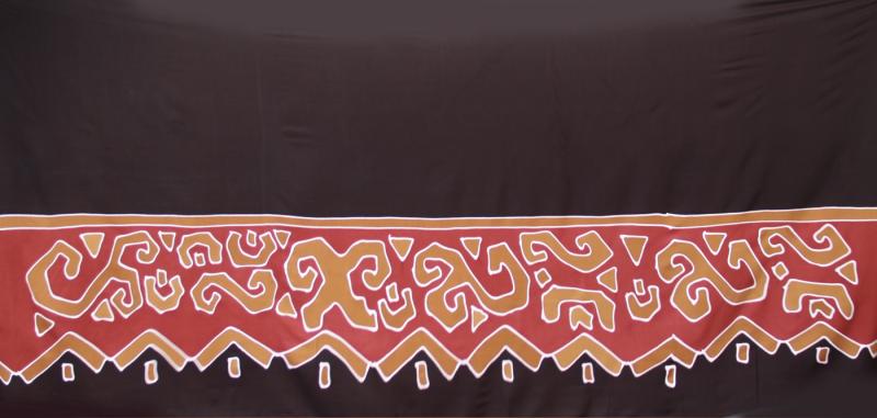 Sarong Tapa schwarz-burgund-braun große Größe