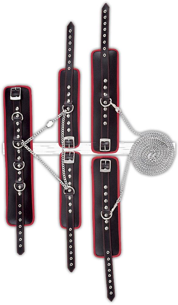 Bondage-Set gepolstert Ledermanschetten mit Ketten ledapol