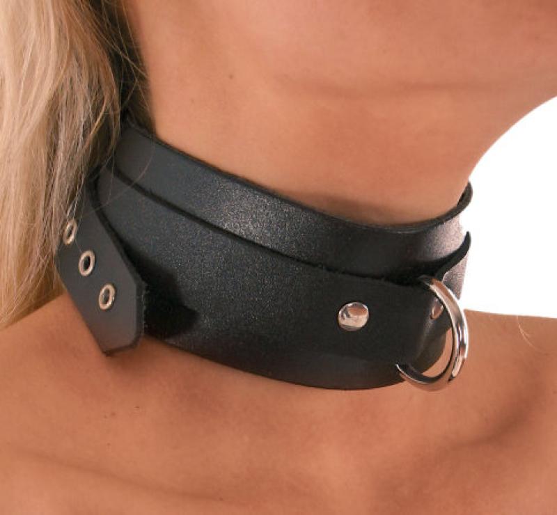 Leder Halsband schwarz mit Ring