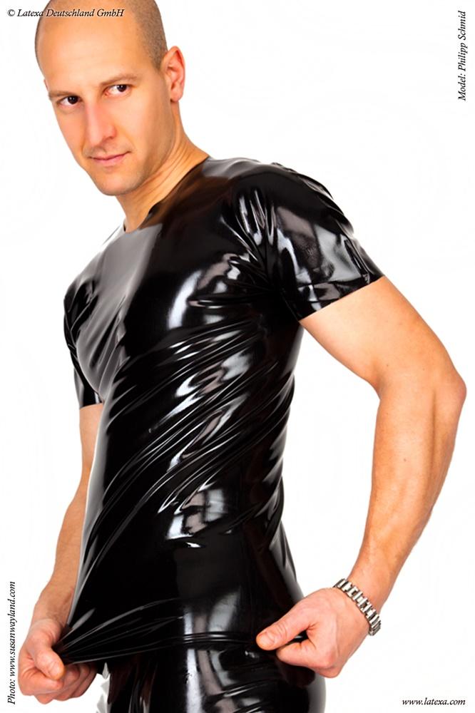 Langes Latexshirt mit 1/4 Arm schwarz