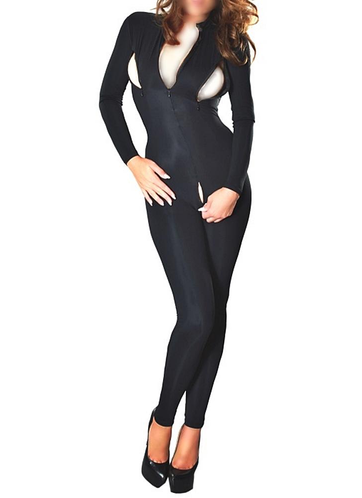 Stretch Catsuit ouvert mit Reissverschlüssen Ledapol