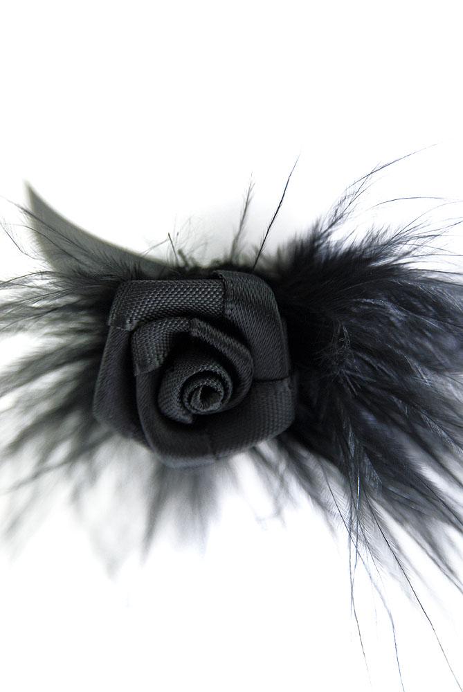 mondin - Black Rose - Marabou Satin Halsband