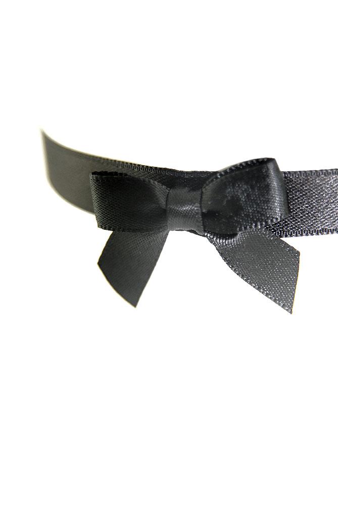 Satin Halsband "Cute Thing" schmal schwarz mit mini Schleife