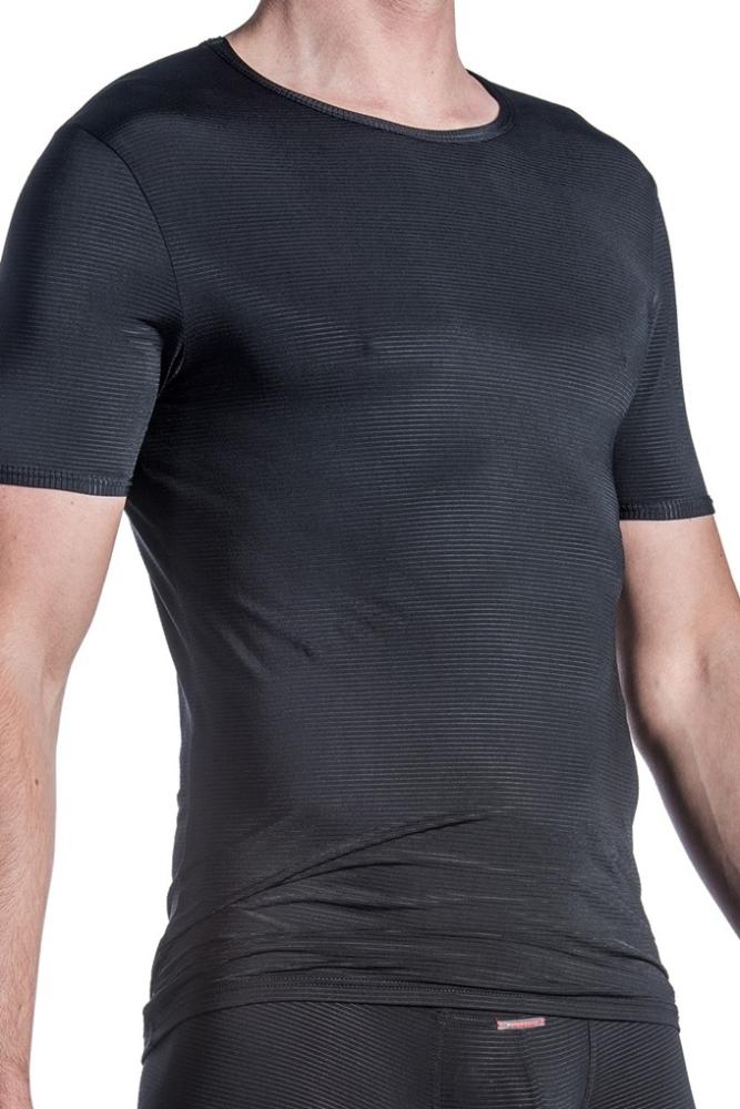 T-Shirt schwarz Stretch feine Streifenoptik Olaf Benz