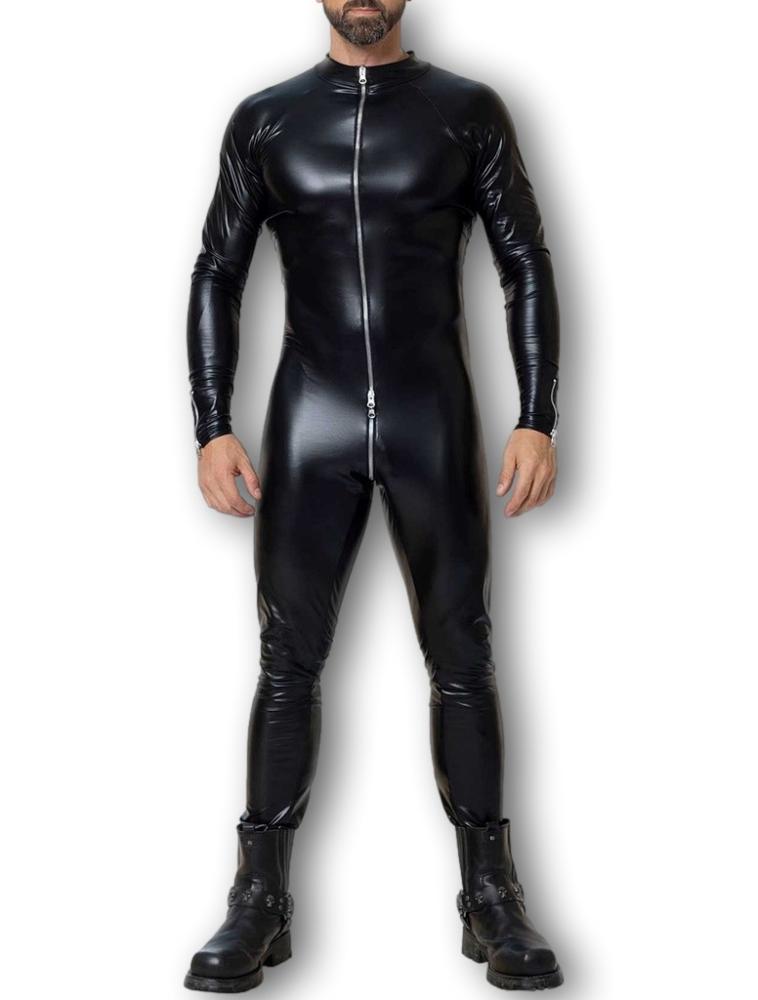 Wetlook Herren Catsuit Ross schwarz mit 3-Wege-Reißverschluss