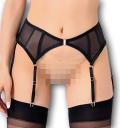 Strumpfhalter Paresse Netz schwarz mit 6 Strapsen und Vorderverschluss *