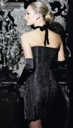 Korsettkleid von Revanche de la femme aus schwarzem Jacquard Magic, durchgehende Schnürung