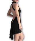 Minikleid Texas schwarz mit tiefem Rückenausschnitt mit kurzer Schleppe *